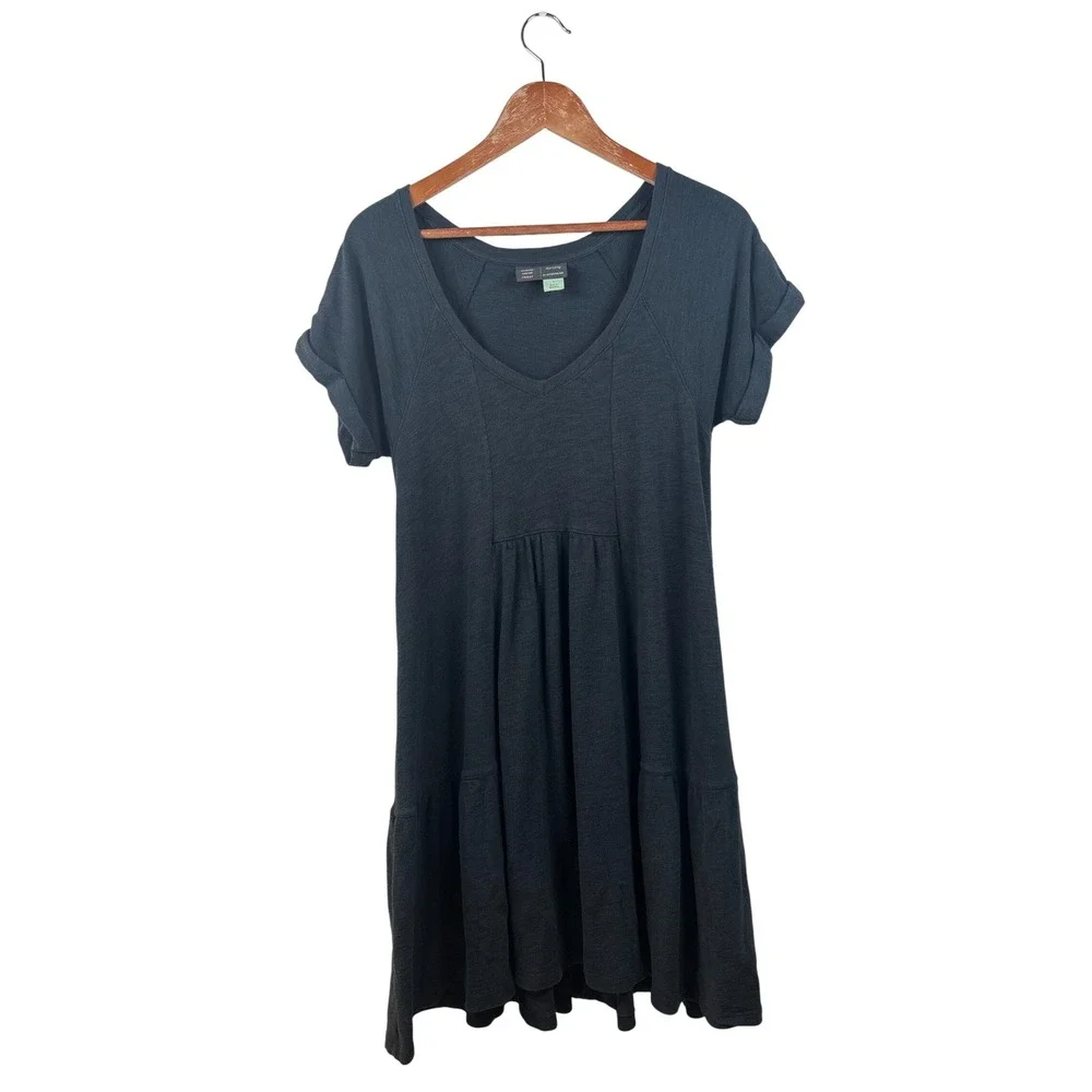 Saturday Sunday Kathie S Anthropologie Dress Blue Short Sleeve Ruffle Hem Casual - Picture 2 of 10